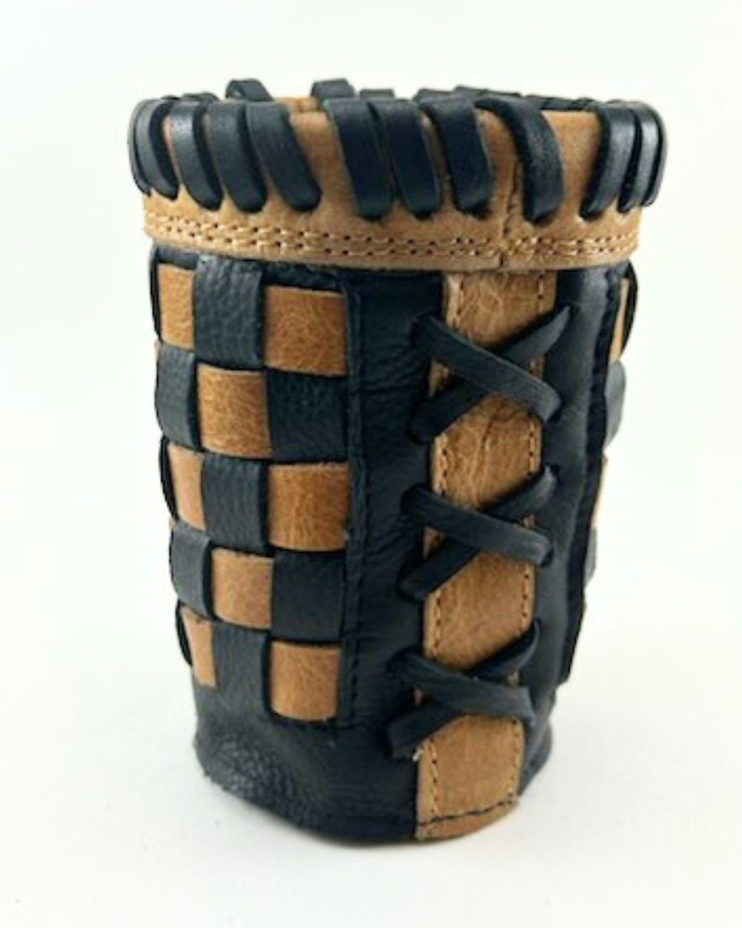 Short Bottle Coozie - Limited Edition Black and Tan Checkered