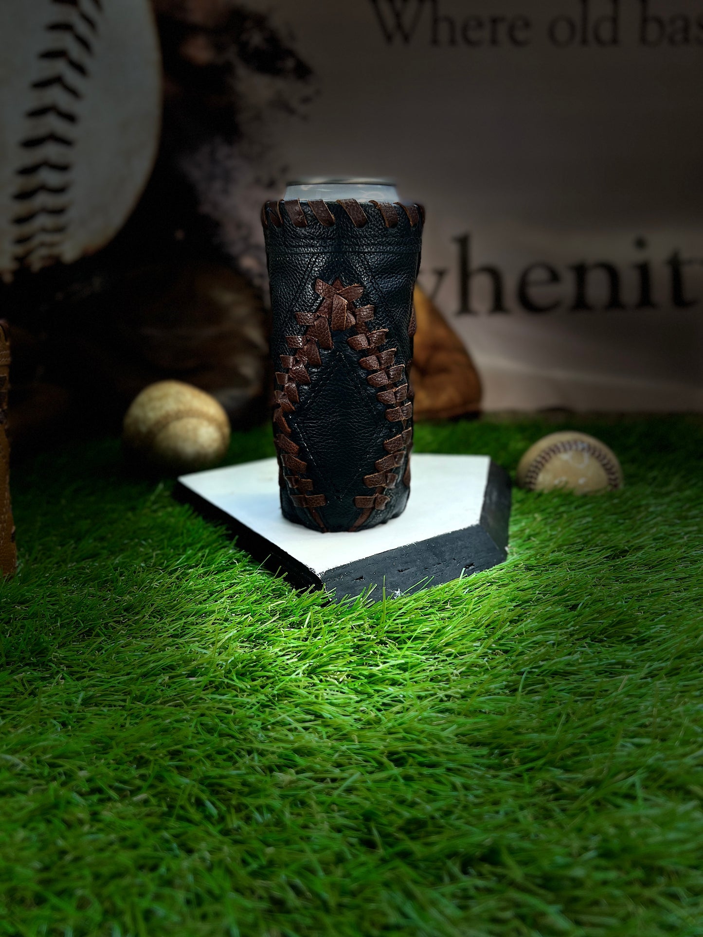 Pocket Coozie Diamond Tall Slim Can Black