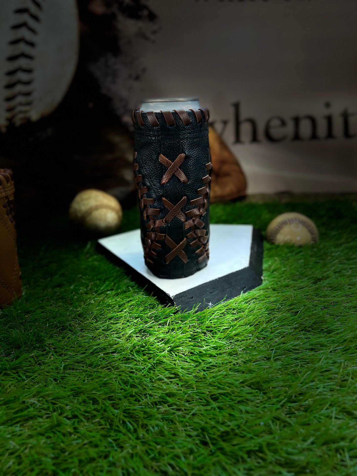 Pocket Coozie Diamond Tall Slim Can Black