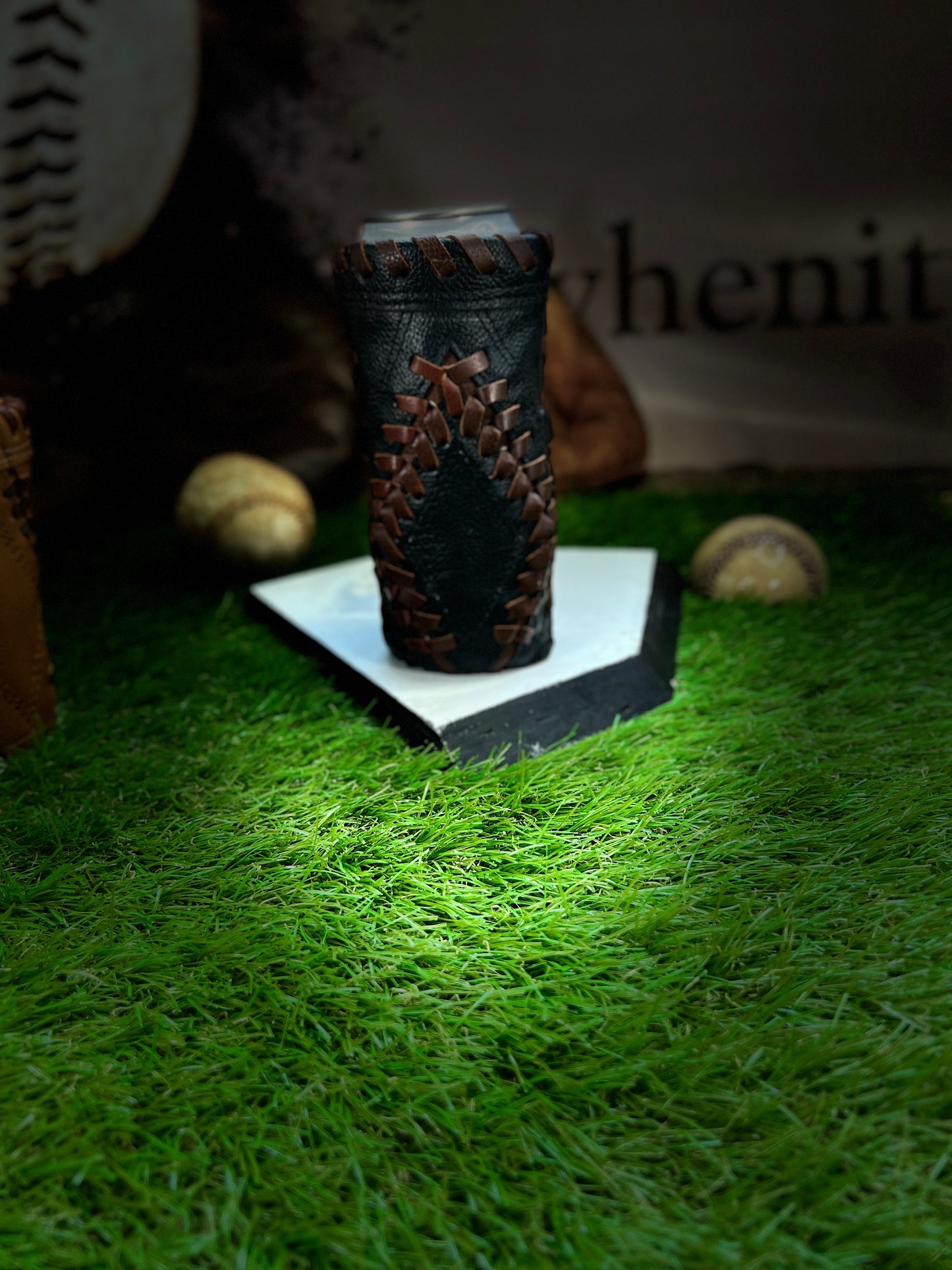 Pocket Coozie Diamond Tall Slim Can Black