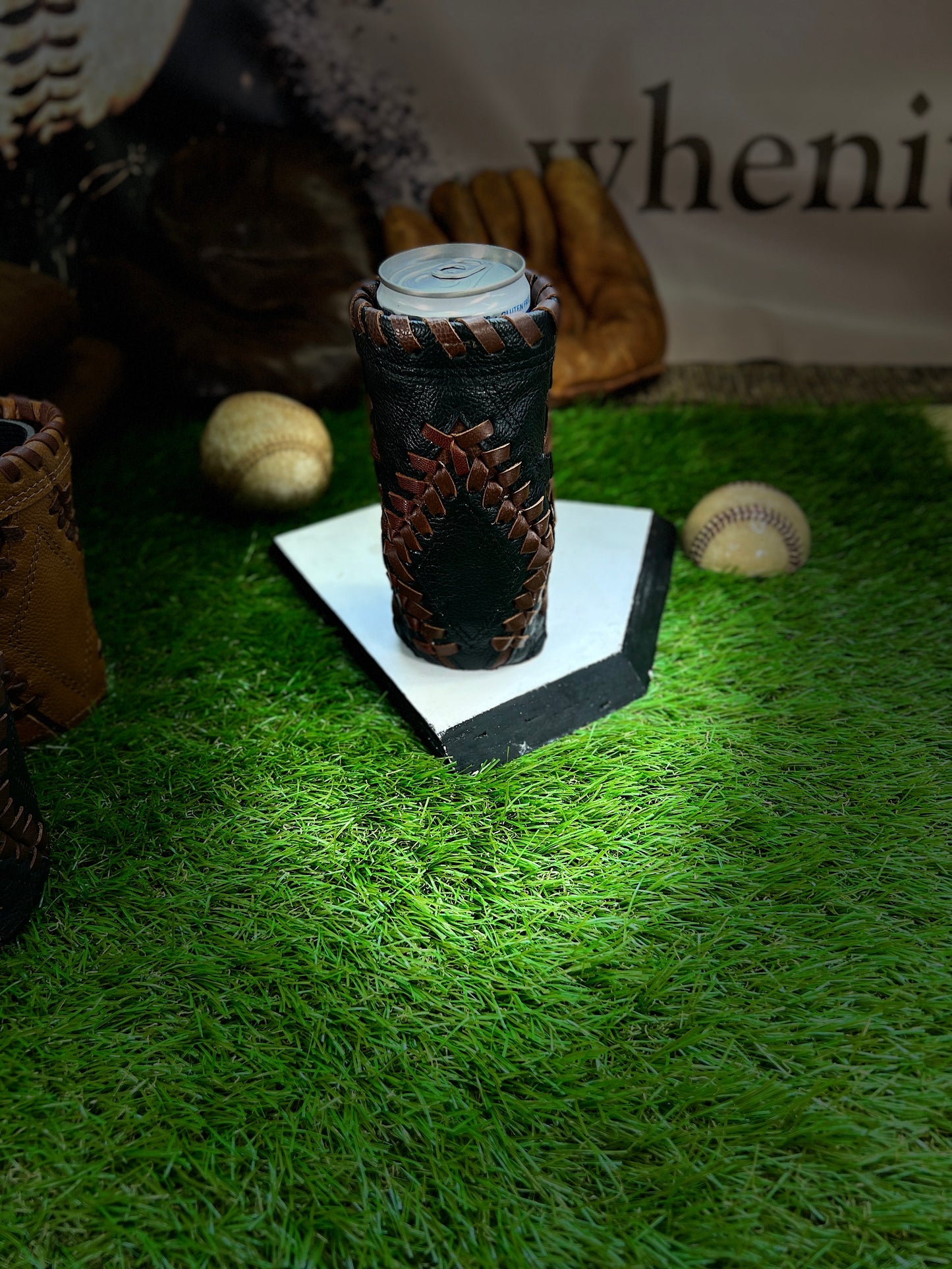 Pocket Coozie Diamond Tall Slim Can Black