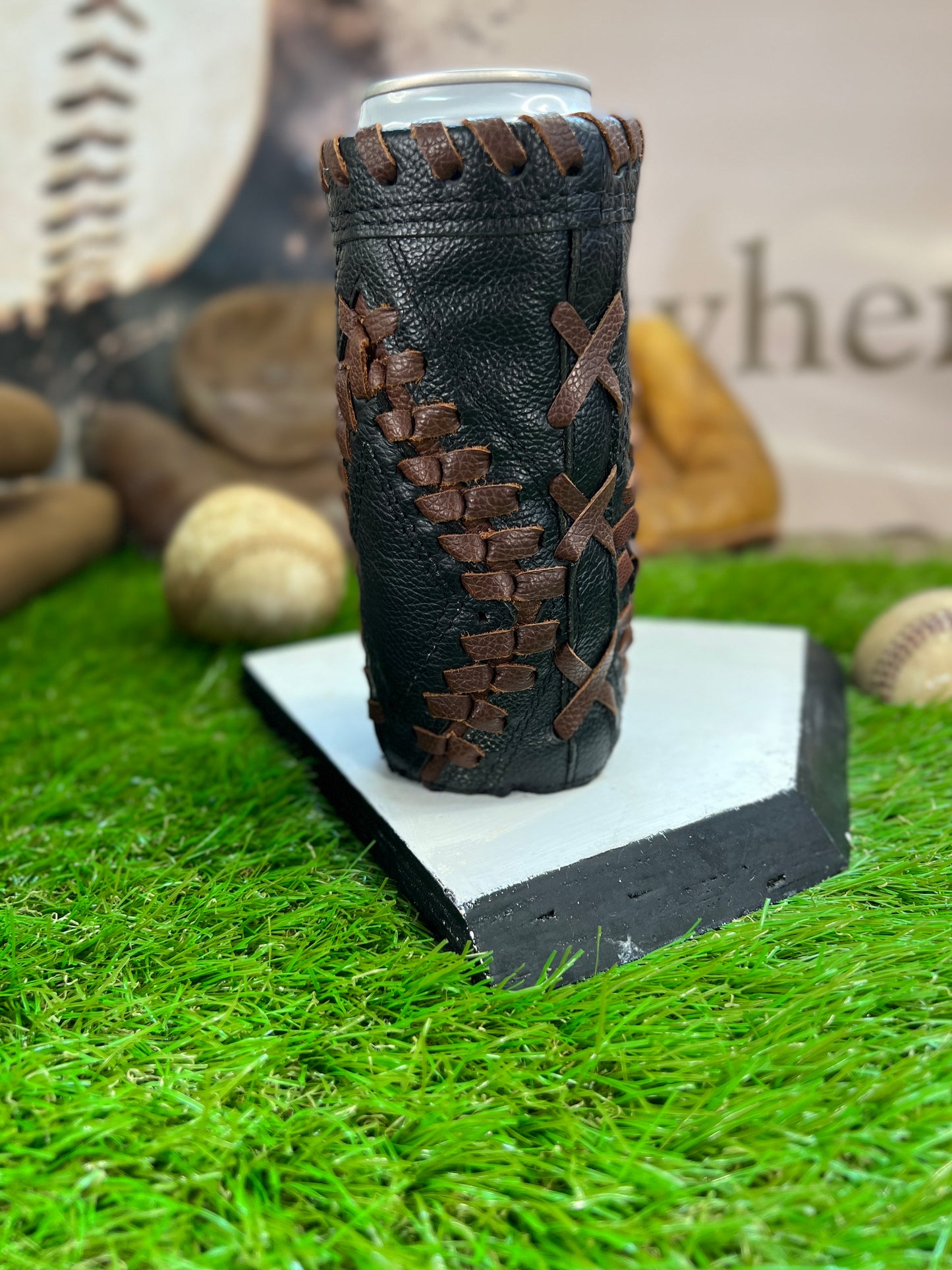 Pocket Coozie Diamond Tall Slim Can Black