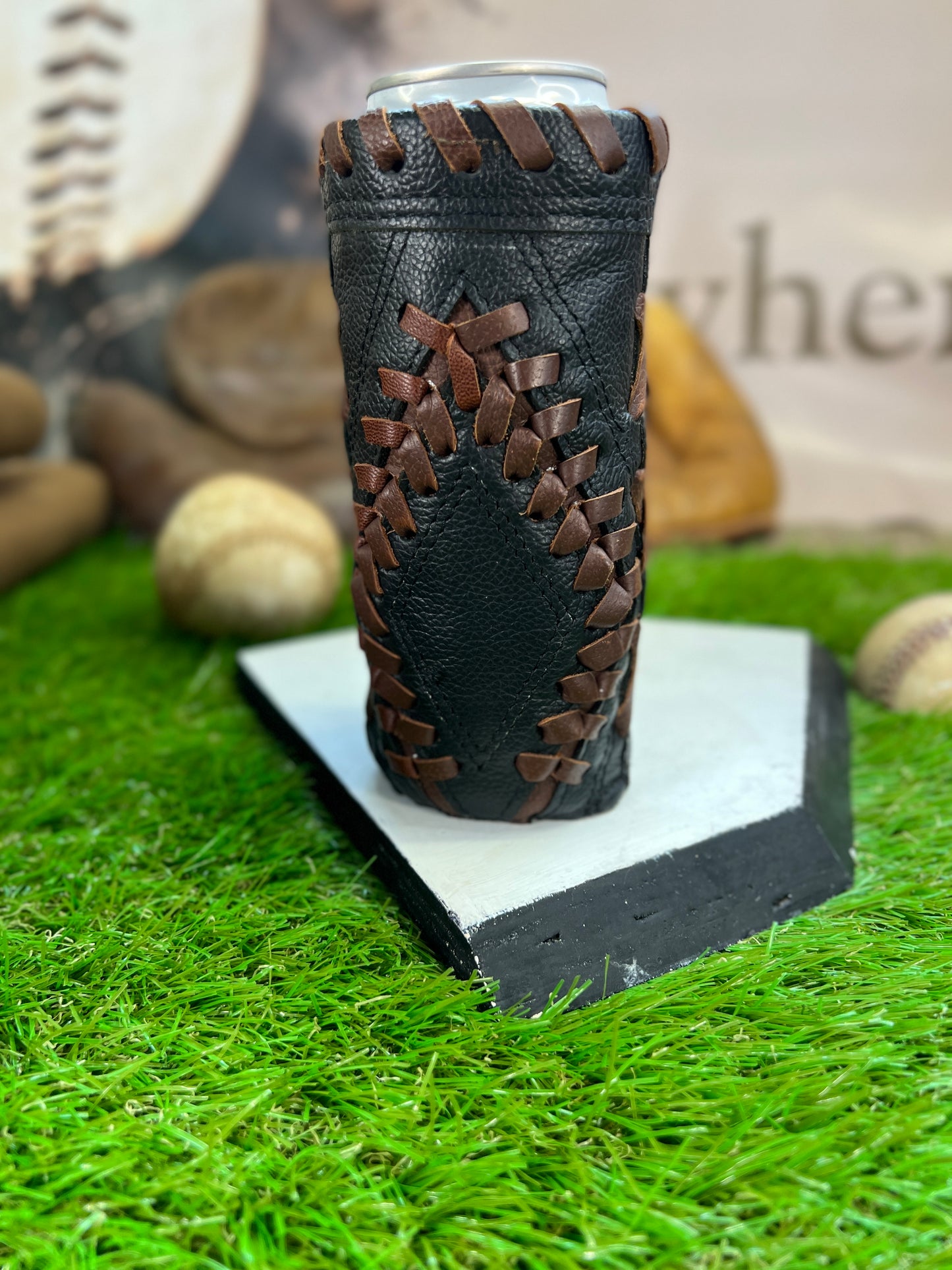 Pocket Coozie Diamond Tall Slim Can Black