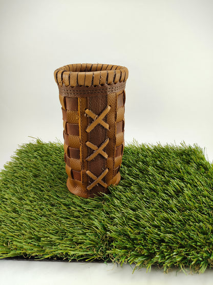 Bottle Coozie - Limited Edition Brown and Tan Checkered