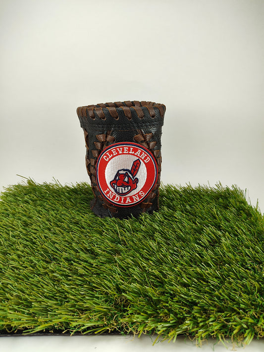 Short Black Diamond Coozie - Cleveland Indians Chief Wahoo Circle