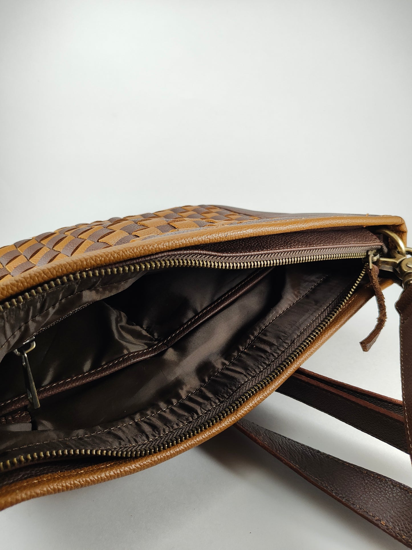 Tan and Brown Checkered Purse - Atlanta Braves