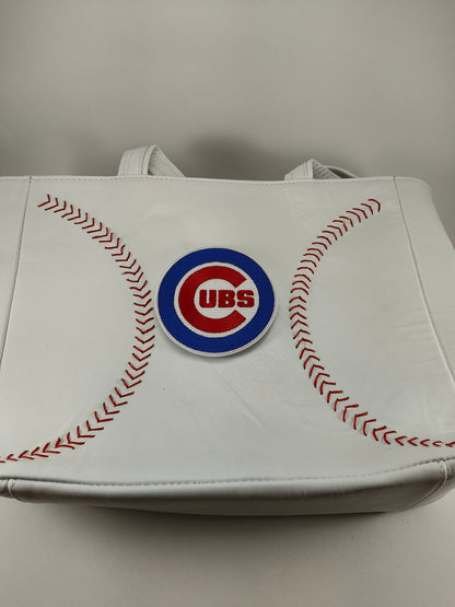 White Baseball Stitches Hand Bag Tote - Chicago Cubs