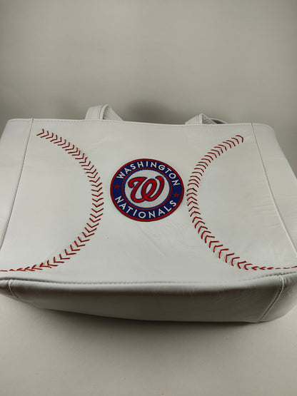 White Baseball Stitches Hand Bag Tote - Washington Nationals