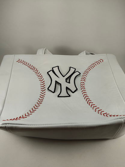 White Baseball Stitches Hand Bag Tote - New York Yankees