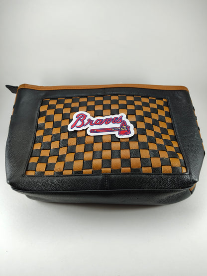 Black and Brown Checkered Purse - Atlanta Braves