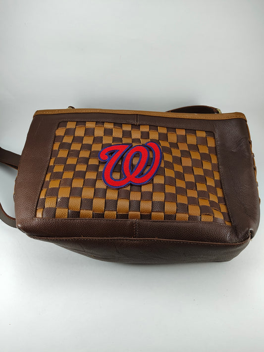 Tan and Brown Checkered Purse - Washington Nationals