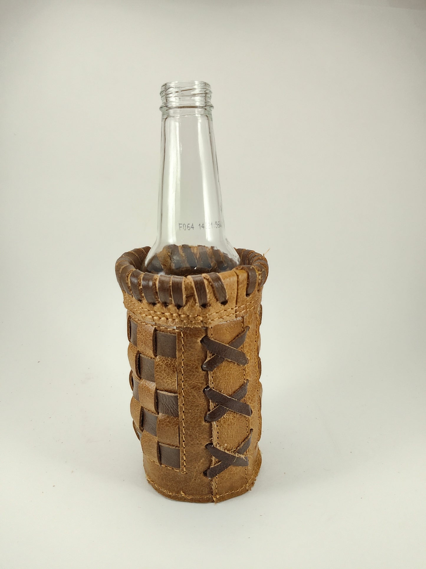 Short Bottle Coozie - Limited Edition Brown and Tan Checkered