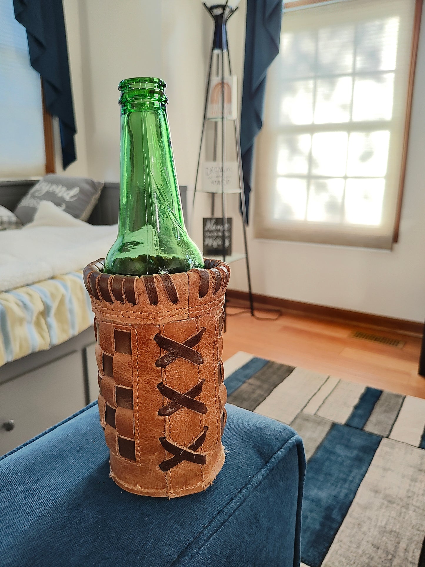 Short Bottle Coozie - Limited Edition Brown and Tan Checkered