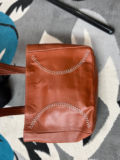 Brown Tote - Tan Hand Stitches