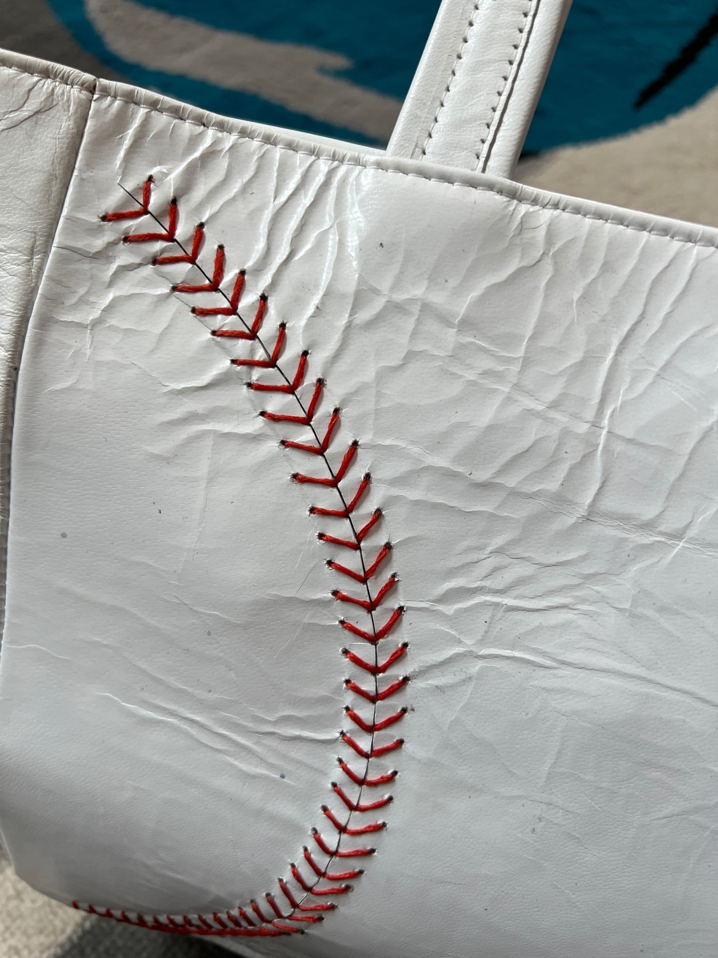 White Baseball Stitches Hand Bag Tote - Washington Nationals