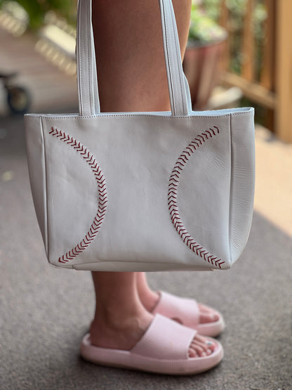 White Baseball Stitches Hand Bag Tote - Washington Nationals W