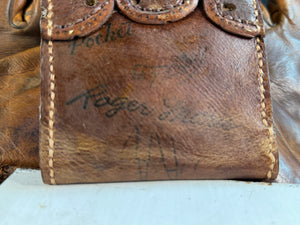 Roger Maris Glove Wallet Dark Leather Patina Stitched Fingers