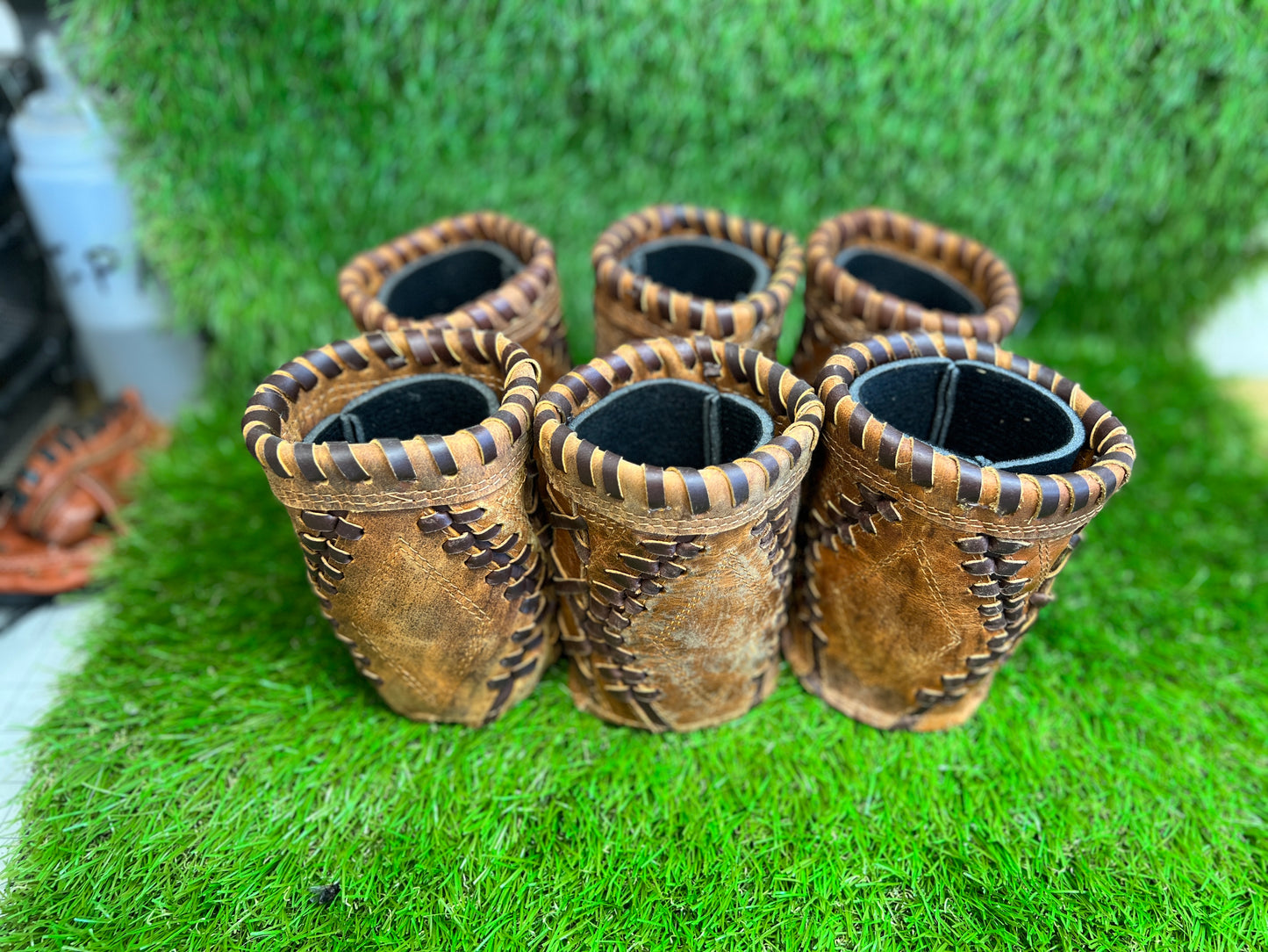 Pocket Coozie 6 Pack Diamond Pocket Pattern Distressed Leather