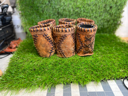 Pocket Coozie 6 Pack Diamond Pocket Pattern Distressed Leather