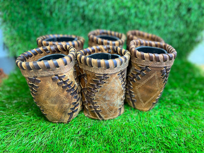 Pocket Coozie 6 Pack Diamond Pocket Pattern Distressed Leather