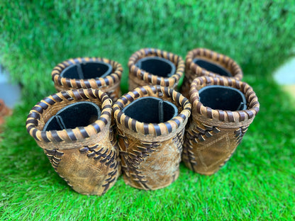 Pocket Coozie 6 Pack Diamond Pocket Pattern Distressed Leather