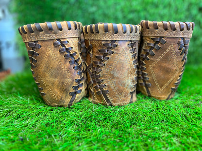 Pocket Coozie 6 Pack Diamond Pocket Pattern Distressed Leather