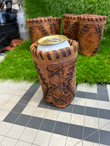 Pocket Coozie 6 Pack Diamond Pocket Pattern Distressed Leather