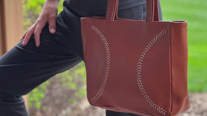 Brown Tote - Tan Hand Stitches