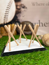 Three Wood Finish Baseball Display Holders