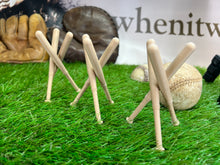Three Wood Finish Baseball Display Holders