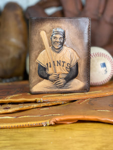 Willie Mays Carved Leather Art Wallet