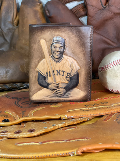 Willie Mays Carved Leather Art Wallet