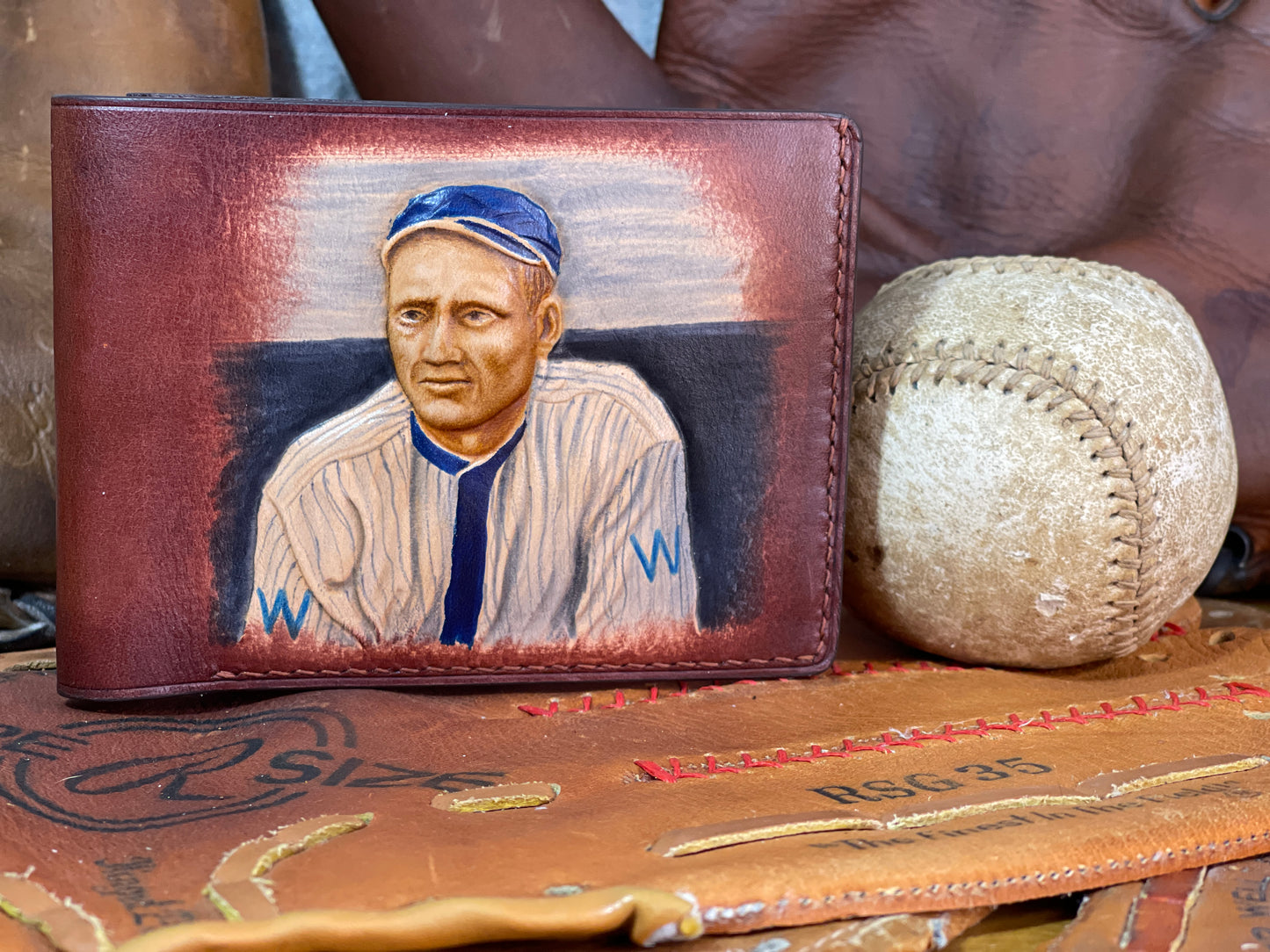 Walter Johnson Carved Leather Art Wallet