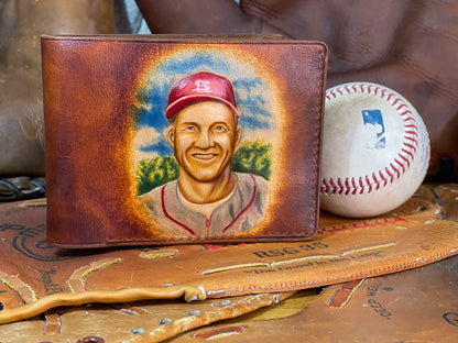 Stan Musial Carved Leather Art Wallet