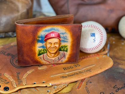 Stan Musial Carved Leather Art Wallet