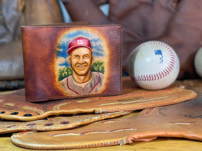 Stan Musial Carved Leather Art Wallet