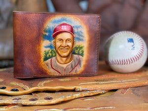 Stan Musial Carved Leather Art Wallet