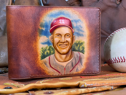 Stan Musial Carved Leather Art Wallet