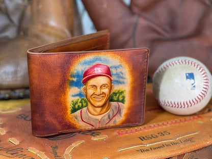 Stan Musial Carved Leather Art Wallet