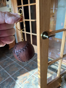 Keychain Civil War Era Style Handstitched Leather Ball