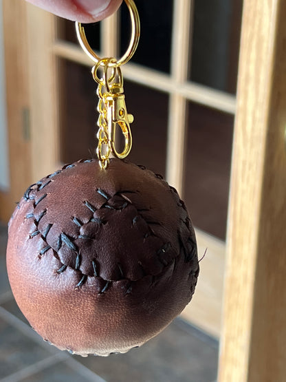 Keychain Civil War Era Style Handstitched Leather Ball