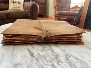 Leather Cover Journal with Vintage Style Paper Large