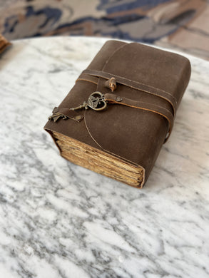 Leather Cover Journal with Vintage Style Paper Small