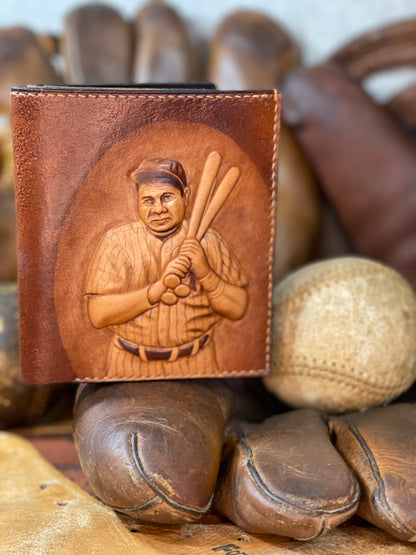 Babe Ruth Carved Leather Art Wallet