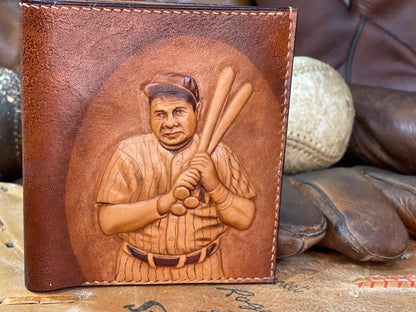 Babe Ruth Carved Leather Art Wallet