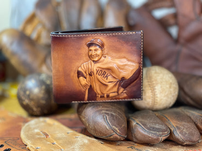 Lou Gehrig Carved Leather Art Wallet