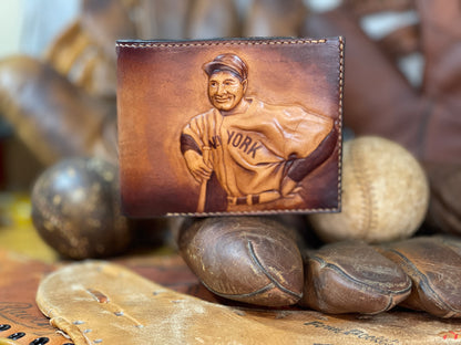 Lou Gehrig Carved Leather Art Wallet