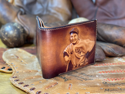 Lou Gehrig Carved Leather Art Wallet