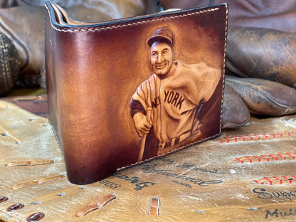 Lou Gehrig Carved Leather Art Wallet