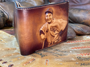 Lou Gehrig Carved Leather Art Wallet